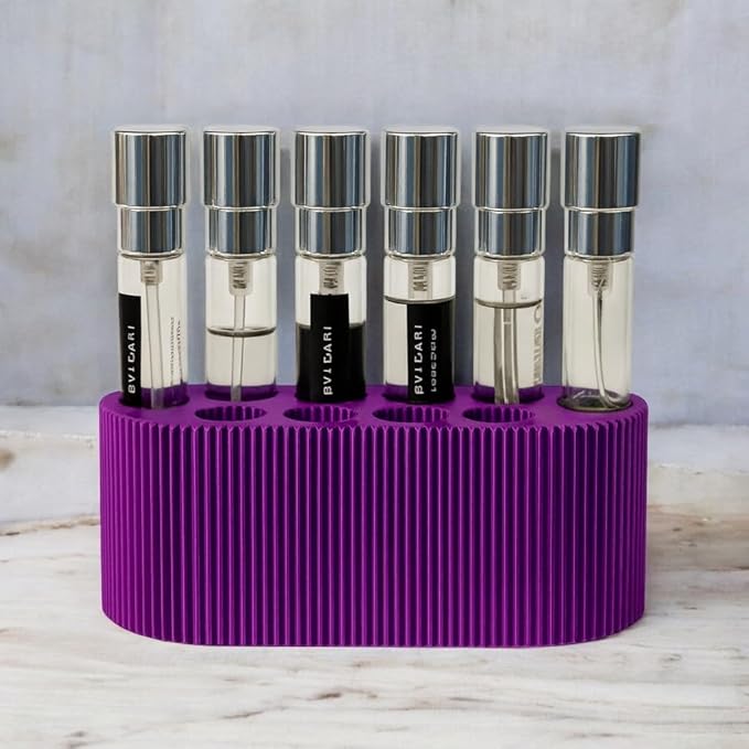 Perfume Sample Organizer for Bathroom or Vanity – Ideal Makeup and Skincare Storage, Desk and Bathroom Counter Organizer, Gift for Her (8mL Purple - Fits Subscription Sized Vials)