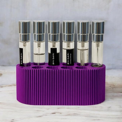 Perfume Sample Organizer for Bathroom or Vanity – Ideal Makeup and Skincare Storage, Desk and Bathroom Counter Organizer, Gift for Her (8mL Purple - Fits Subscription Sized Vials)
