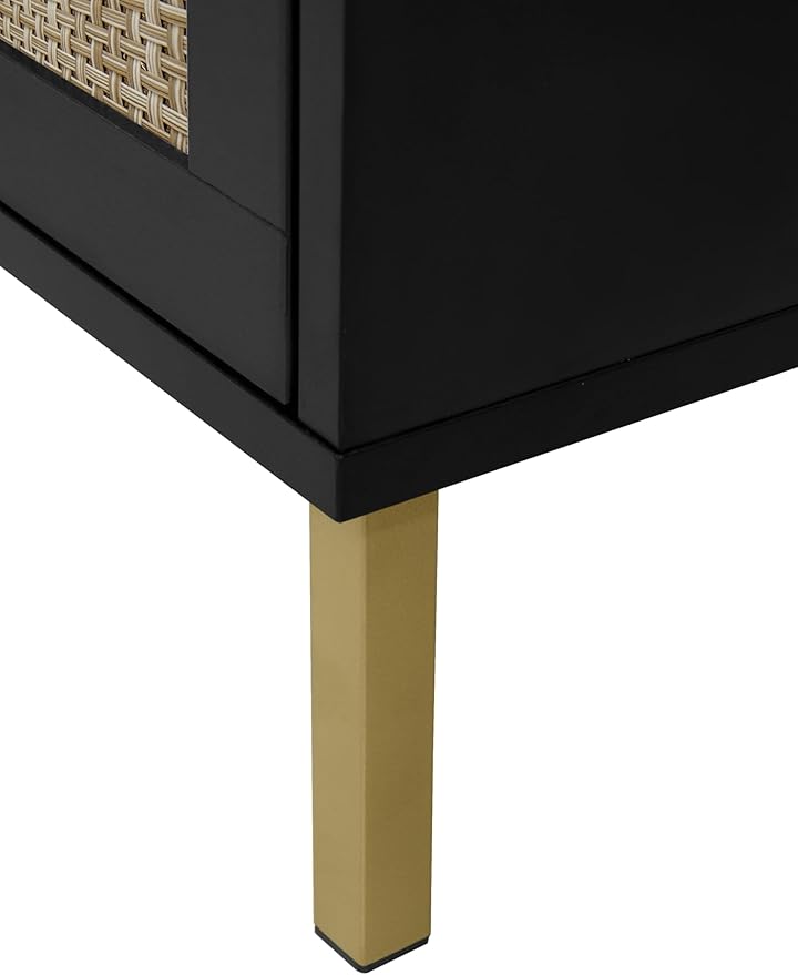 ZeHuoGe Rattan Shoe Cabinet with 3 Flip Drawers, Narrow Hidden Shoe Rack Storage Cabinet for Heels, Slippers, Entrance Hallway Entryway (Black)