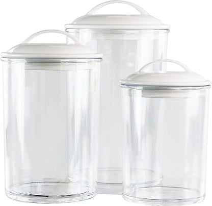 Reston Lloyd Food Storage Containers, BPA Free Airtight Canisters for Cereal, Pasta, Sugar, Coffee, Flour, Cookies, Loose Tea, for Kitchen Organization, Set of 3, White