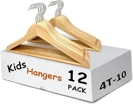 Kids Hangers (Natural Wood, Children Hangers 4T-10)