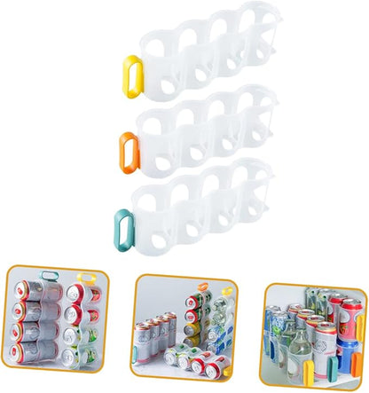 KICHOUSE 3pcs Can Dispenser for Refrigerator Soda Storage Organizer Fridge Organizer Bins Space-saving Drink Can Storage Box Random Color
