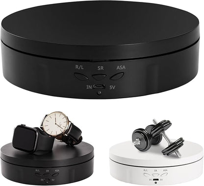 22 lbs Motorized Rotating Display Stand for Jewelry, 360 Degree, Automatic Mute Rotating Display Stand, Electronic Turntable with USB Charging Port for Display, Photography Products, Cupcakes, Toys