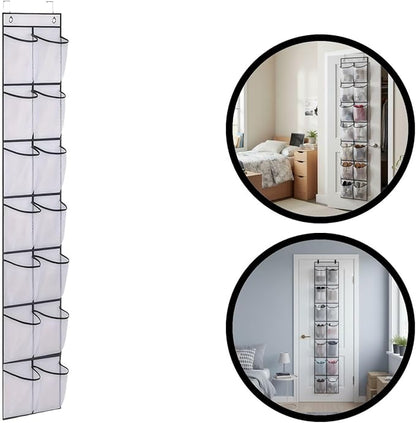 Over the Door Shoe Organizer for Bedroom Door with Multiple Pockets - Hanging Shoe Storage Bag Caddy