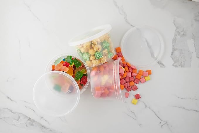 Healthy Packers 50 Set 16 oz Plastic Deli Containers with Lids – Clear Plastic Containers with Lids for Food – BPA Free, Leakproof, Stackable, Microwave & Freezer Safe