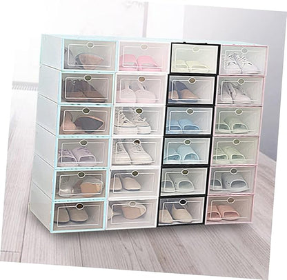 Stackable Shoe Organizer 6pcs Thickened Shoes Storage Box Plastic Container for Small Spaces Dorm Rooms