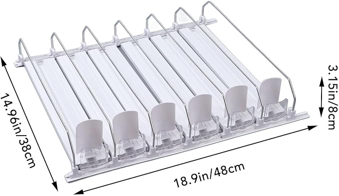 Drink Automatic Pusher Glide, Fridge Drink Organizer, White Drink Dispenser, Adjustable 12oz 16oz 16.9oz 20oz Refrigerator Soda Can Organizer for Beverage (38cm)
