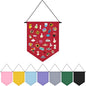 Wall Hanging Brooch Organizer Storage Board Colorful Enamel Pin Badge Canvas Display Banner Earrings Case Collection Holder 12.6x10in(Not Include Any Accessories) (Red)