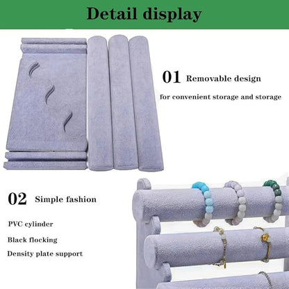 3 Tier Bracelet Holder Display, Velvet Watch Organizer Stand for Selling, Detachable Jewelry Racks for Vendors(Grey)