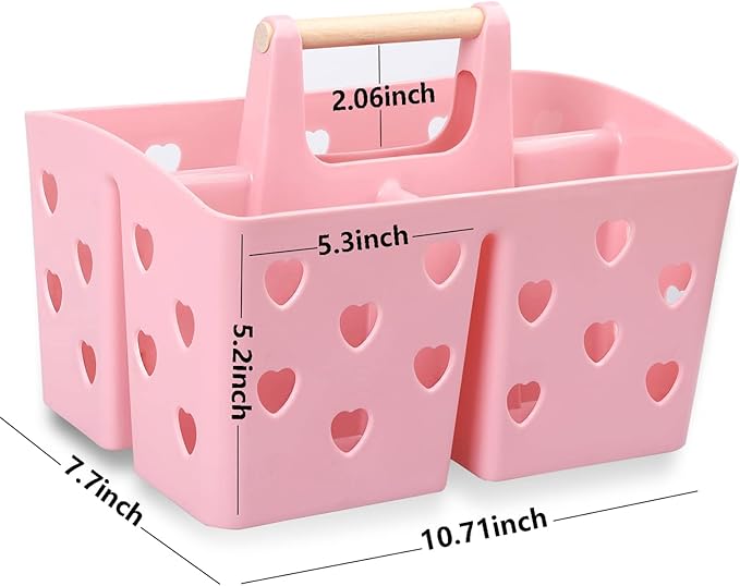 Anyoifax Portable Shower Caddy Plastic Shower Basket Organizer Divided Bathroom Caddy Storage Cleanning Caddy Tote with Handle for College, Dorm Room, Kitchen, Pink