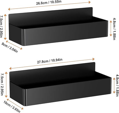 Mystozer Magnetic Spice Rack for Refrigerator, Kitchen Organizer and Storage Shelf, Black (2 Pack)…