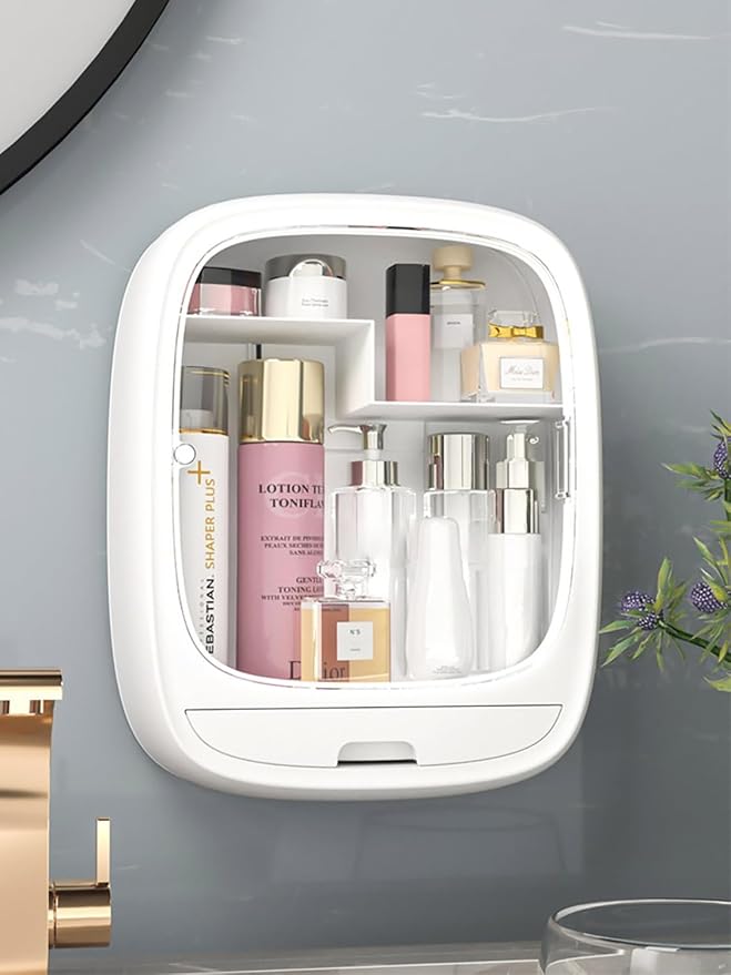 Makeup Organizer Shelf,Wall-Hanging Cosmetics Organizer and Storage Box,Cosmetic Display Cases,Wall-Mounted Storage Rack for Cosmetics,Skincare and Hair Accessorie