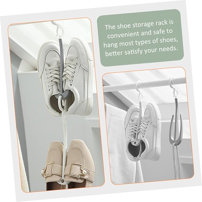 PRETYZOOM 10pcs Shoe Drying Rack Double Hooks Portable Hanging Shoe Organizer for Home and Shop Efficient Storage and Display Grey and Colors