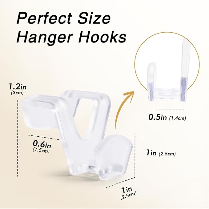 HOUSE DAY Space Saving Hangers 20 Pack, Clear Clothes Hanger Connector Hooks, Heavy Duty Hangers Space Saver, Premium College Dorm Room Essentials, Closet Organizers and Storage