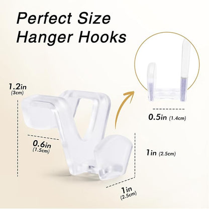 HOUSE DAY Space Saving Hangers 20 Pack, Clear Clothes Hanger Connector Hooks, Heavy Duty Hangers Space Saver, Premium College Dorm Room Essentials, Closet Organizers and Storage