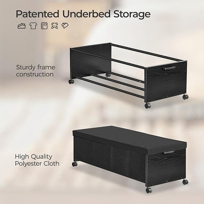 FOUCSSOMEI Under Bed Drawers on Wheels, XXXXL Size, UnderBed Storage with Wheels, Wooden Under Bed Storage, Underbelly Storage, Heavy Duty, Patented Design