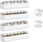 PMMASTO Adhesive Acrylic Spice Rack Organizer for Wall with Nano Double Sided Tape, Spice Shelf Organization for Kitchen Cabinet Door/Pantry Door, Wall Mount Seasoning Rack (White - 4 Pack)