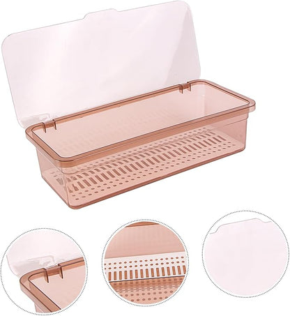 SHOWERORO Chopsticks Drain Storage Box with Lid Food Grade Plastic Kitchen Utensil Organizer and Tableware Holder for Dry Clean Chopstick and Cutlery Storage 11.02X5.12X2.76 Inches