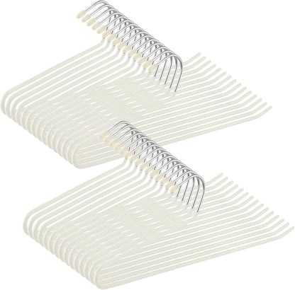 35 Pcs Pants Hangers Non Slip, Space Saving Open Ended Metal Pant Hangers, Jean Hangers for Men and Women, Closet Storage Organizer for Clothes Leggings Slacks Trouser Ties, Cream White