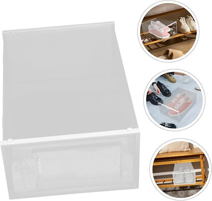 6pcs Transparent Stackable Shoe Organizer Boxes Drawer Style Storage Case for Easy Access and Visibility for Sneakers and Heels Clear Design