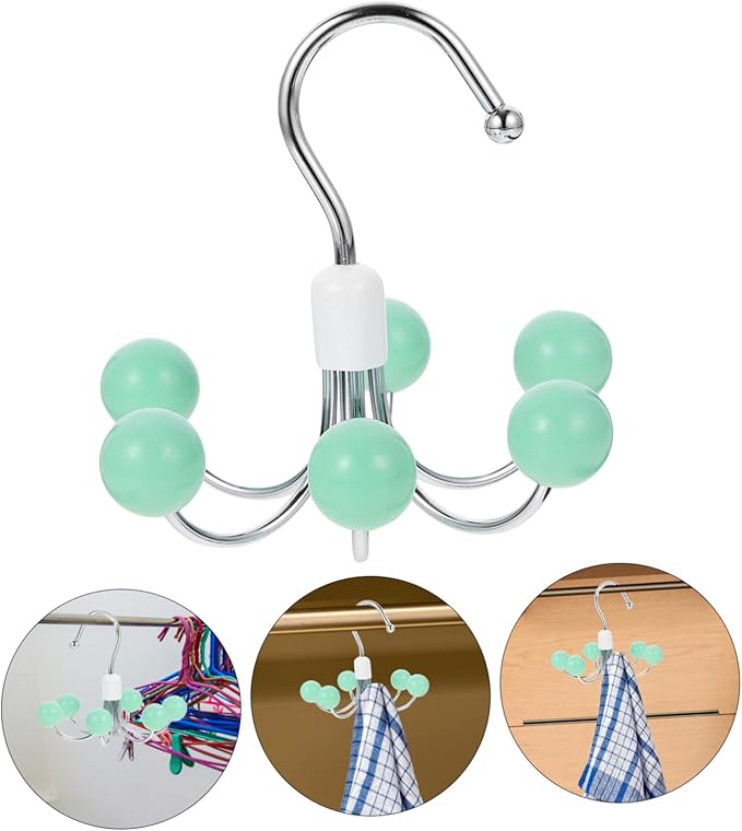 Cabilock 360° Swivel Belt Hanger Closet Organizer - Multi-Functional Rotating Hook for Clothes, Bags, Scarves, and Accessories - Light Green
