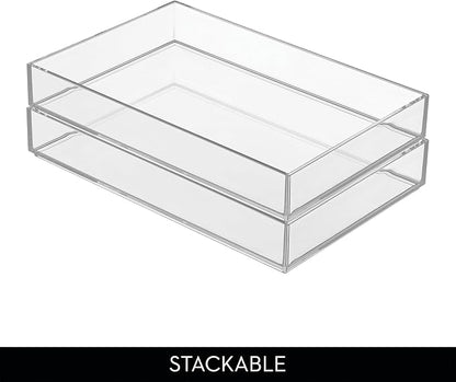 iDesign Clear Drawer Organizer, Plastic Tray for Makeup Storage on Bathroom Vanity, Dresser or Desk