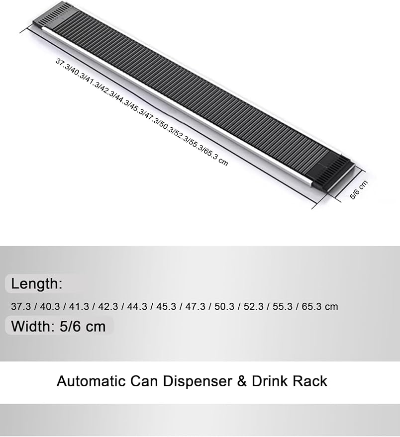 Automatic Can Dispenser and Drink Rack Plastic Water Bottle Rack Bins Adjustable Gliding Soda and Beer Organizer Space Saving(6 x 43.3 cm/2.4 x 17.0 inches)