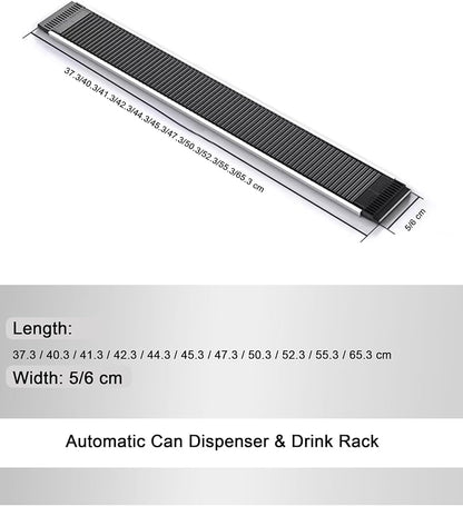 Automatic Can Dispenser and Drink Rack Plastic Water Bottle Rack Bins Adjustable Gliding Soda and Beer Organizer Space Saving(6 x 47.3 cm/2.4 x 18.6 inches)