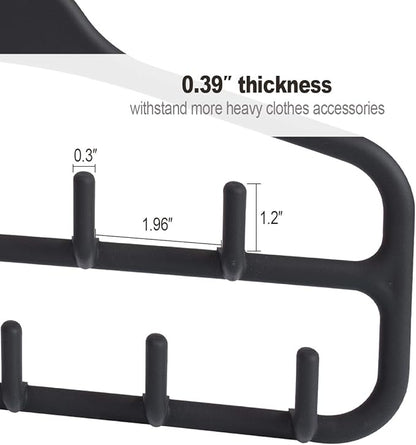 Belt Hanger, Tie Rack for Closet, Sturdy Belt Organizer with 360 Degree Swivel, 11 Large Sturdy Belt Hooks, Non Slip Rubberized Belt Rack, Black