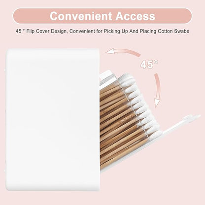 Qtip Holder, 2 Pack Wall Mount Qtip Holder Organizers for Bathroom Cotton Swabs, Balls, Cosmetic Cotton Pads, Dental Floss Storage - White