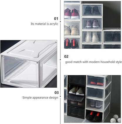 Luxshiny Sneaker Shoes Box with Clamshell Lid Large Stackable Shoe Storage Container for Men and Women for Closet and Home