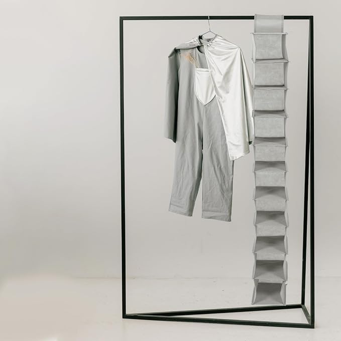 Garneck Foldable Hanging Shoe Organizer Rack 10-Layer Narrow Closet Storage Bag Portable Space-Saving Shoes Holder for Indoor Outdoor Use
