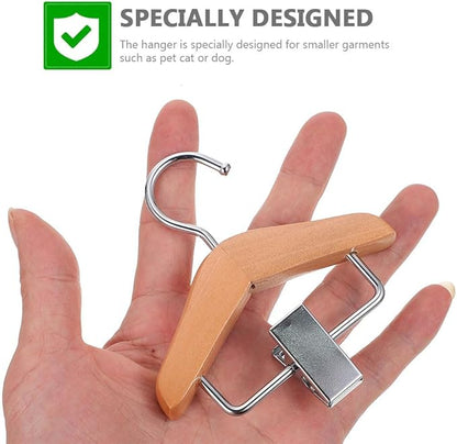 ORFOFE Pet Clothes Hook Set 2-Pack Wooden Small Hangers for Dog and Cat Apparel Compact Closet Organizer Lightweight and Durable for Home and Pet Shop