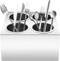Commercial 4-Hole Flatware Cylinder Holder with Cups, 4-Compartment Stainless Steel Cylinder Flatware Silverware Caddy Utensil Holder Organizer Canddy Countertop for Restaurant Kitchen