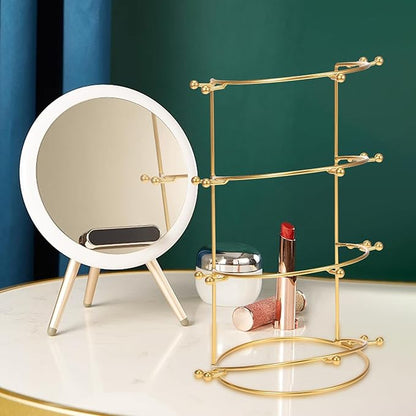 CALLARON Crown Display Stand, Jewelry Organizer Stand 4-Layer, Metal Necklace Display Holder, Vintage Headband Display, Gold Headdress Storage Rack Display for Crown Hairband Necklace Jewelry