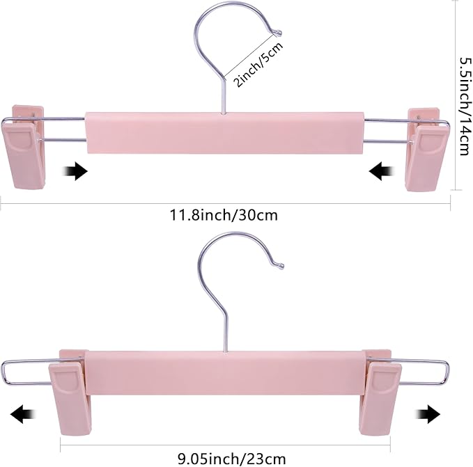 NORTHERN BROTHERS Pants Hangers with Clips Skirt Hangers for Women, Heavy Duty, Plastic Clip Hangers for Pants Clothes Trousers Shorts (30pack, Pink)