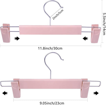 NORTHERN BROTHERS Pants Hangers with Clips Skirt Hangers for Women, Heavy Duty, Plastic Clip Hangers for Pants Clothes Trousers Shorts (30pack, Pink)
