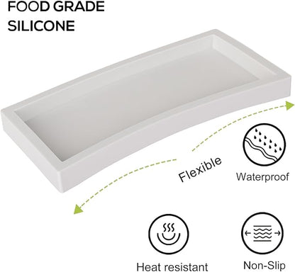 Bathroom Tray, Small Vanity Tray Silicone Soap Dish Sponge Holder Kitchen Sink Organizer Bathroom Accessories for Countertop, Toilet, Shower - Greyish White