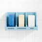 Soap Holder for Shower Wall, 3-Compartment Soap Dish for Shampoo, Conditioner and Body Soap, Fast Draining & Rust-Proof & Heavy Duty, Ultra-Strong Self Adhesive & Freestanding (Light Blue, Label)