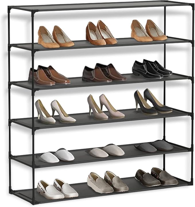 Jerry & Maggie 6 Tier Fabric Shoe Rack, 39 in W x 11 in D x 36 in H, Can Store 24-30 Pairs of Shoes