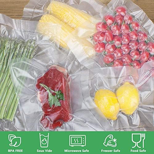 Vacuum Sealer Bags Rolls Compatible with FoodSaver, 2 Pack 11" x 25' and 2 Pack 8" x 25' Fit Inside Machine Commercial Grade Embossed Food Preservation Rolls (Total 100 Feet) - Image 3