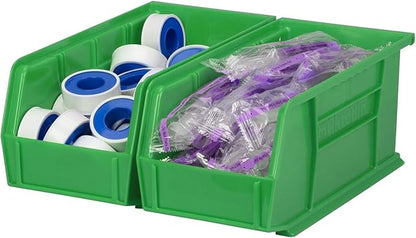 Akro-Mils 30230 AkroBins Plastic Storage Bins, Space-Saving Stackable Bins for Garage, Pantry, Craft Organization, 11" x 5" x 5", Green, 12-Pack