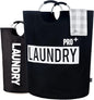 Caroeas Super Large 150L Laundry Basket Pro, Waterproof Laundry Hamper, Collapsible Laundry Basket Easy Storage, Clothes Hamper Stands Up Well, Laundry Bag with Padded Handles (Black)