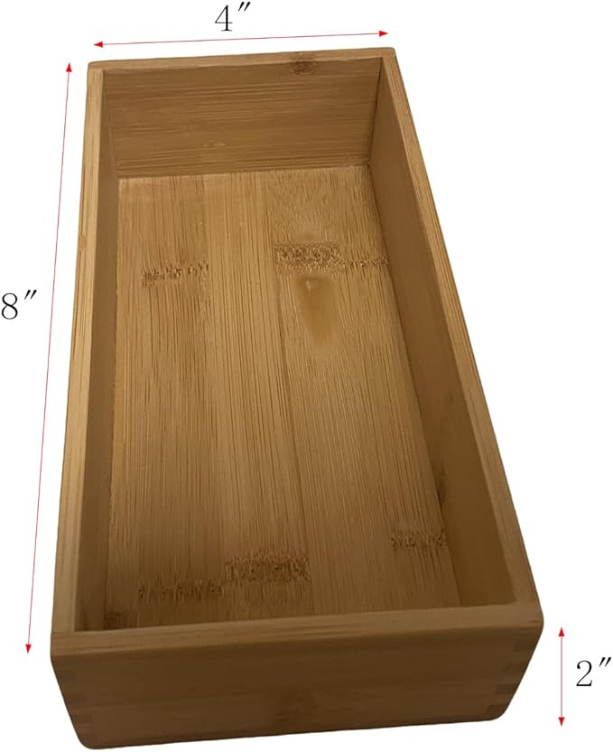 Bamboo Drawer Organizer - Kitchen Drawer Utensil Organizer Office Supplies Desk Organizer Makeup Silverware Tray Flatware Organization 8"*4"*2"