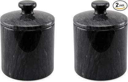 Creative Home 32446 Black Marble SPA Collection Cotton Ball Holder (Pack of 2)