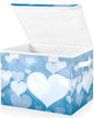 senya Valentines Baskets Collapsible Storage Bins with Lids, Blue Abstract Heart Storage Boxes Clothes Baskets for Organizing