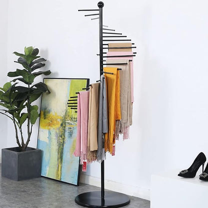 Floor-Standing Metal Spiral Scarf Display Stand, Creative Clothing Store Silk Scarf Shawl Storage Rack, Multi-Purpose Pants Rack Belt/tie Organizer Hanger Holder, Accessory Organizer Rack