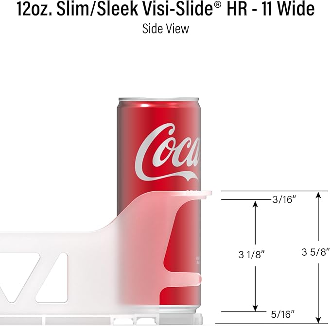Display Technologies Visi-Slide Drink Organizer for Fridge - 12oz Slim Can Gravity Fed Shelves (Pack of 6)