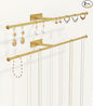 Wall Hanging Jewelry Organizer: 12.6'' Necklace Holder for Earring, Bracelet, Rings, Hairband, Glasses, Gold 2-Pack, Screws Included