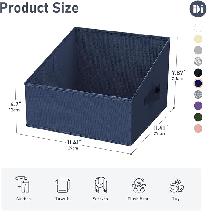 DIMJ Closet Storage Bins 12 Pack - Fabric Storage Baskets for Shelves, Collapsible Clothes Organizer with Handles, Trapezoid Shelf Organization Storage Cubes for Purse, Toys, Books, Towel, Clothes